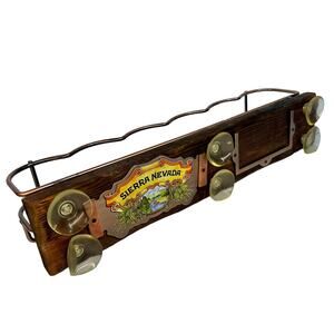 Sierra Nevada 6 Bottle Floating Bar Shelf Rack Wood Copper Window Mounted